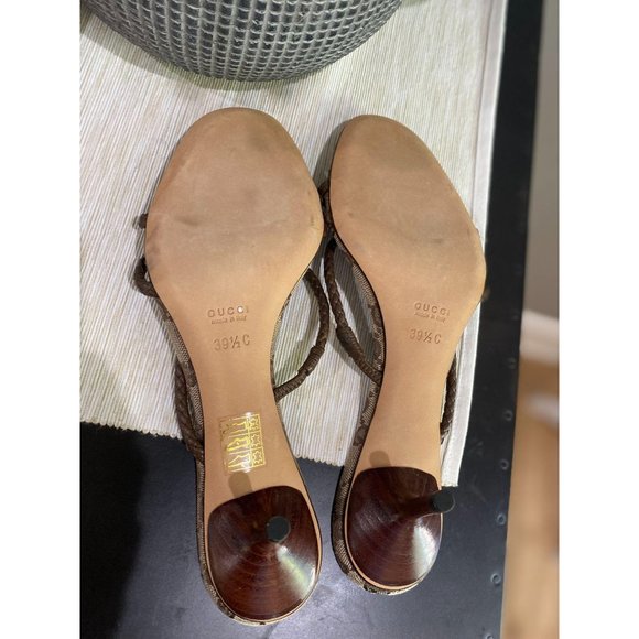 NEW Gucci Kitten Heel Braided Leather Sandals 39.5 - Picture 6 of 9